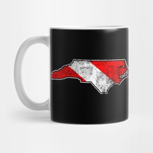 North Carolina Dive Flag Scuba Diving State Map Dive Flag Distressed Mug